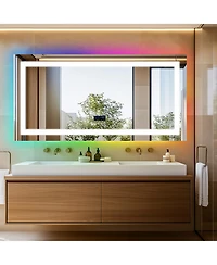 Luvodi 63 x 31.5 in Smart Led Bathroom Vanity Mirror with Bluetooth Speaker and 11-Setting Dimmable Lighting