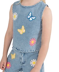 Rarity Girls' 2T-6X Denim Vest Top and Matching Shorts, 2-Piece Set