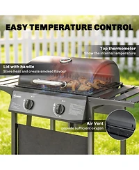 Outsunny 2 Burner Propane Gas Grill, 18000 Btu Bbq Grill with Wheels,