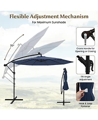 Slickblue Solar-Powered Offset Hanging Umbrella with 40 Led Lights for Patio