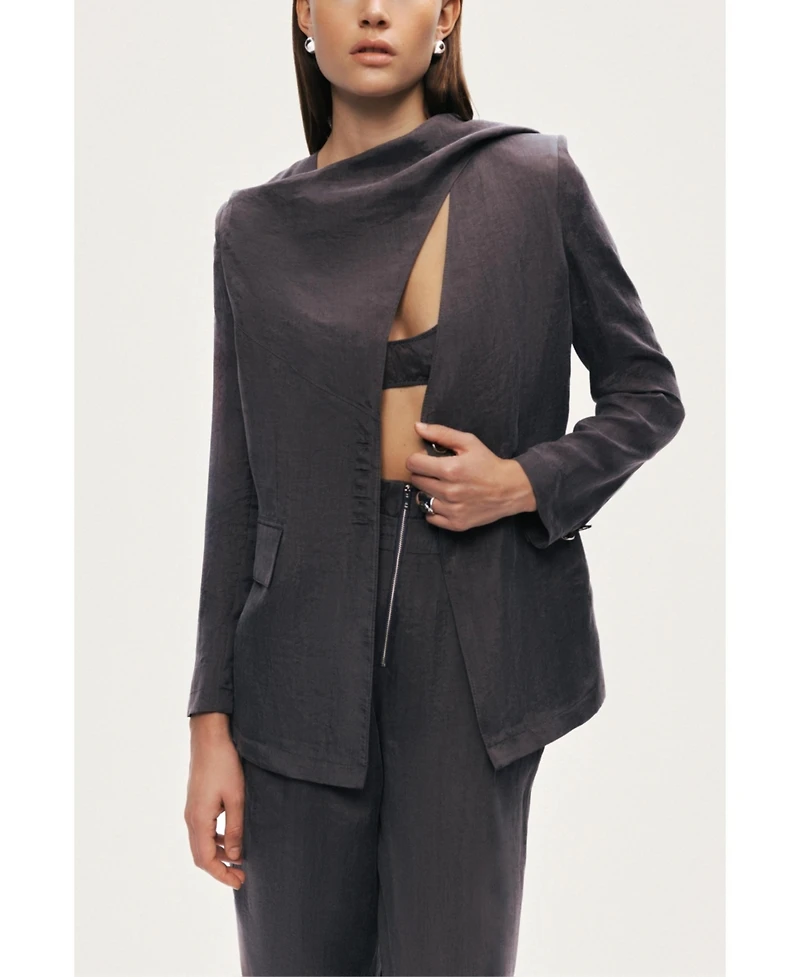 Nocturne Women's Asymmetrical Draped Tailored Jacket