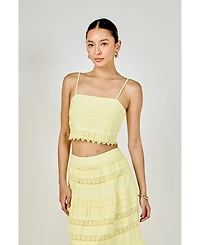 endless rose Women's Lace Trim Crop Top