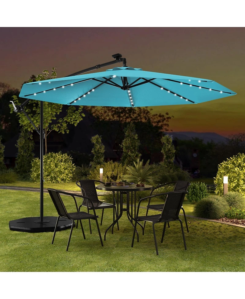 Slickblue Solar-Powered Offset Hanging Umbrella with 40 Led Lights for Patio