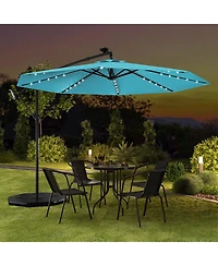 Slickblue Solar-Powered Offset Hanging Umbrella with 40 Led Lights for Patio
