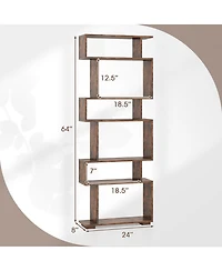 Gouun 6-Tier Geometric Bookshelf with Anti-Tipping Kits, 24 x 8 x 64