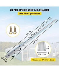 Sugift 20 Packs Pe Coated Spring Lock and U-Channel Bundle for house 6.56feet