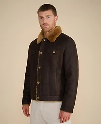 Furniq Uk Men's Shearling Jacket, Brown and Ginger Wool