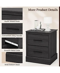 Sugift Wood Compact Floor Nightstand with Storage Drawers