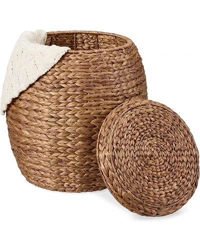 Best Choice Products Vintage Multipurpose Hyacinth Storage Organizer Tote Basket w/ Lid