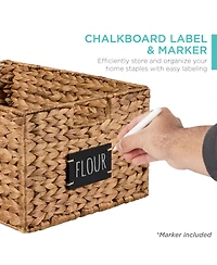 Best Choice Products Set of 2 16in Woven Water Hyacinth Pantry Baskets w/ Chalkboard Label, Chalk Marker