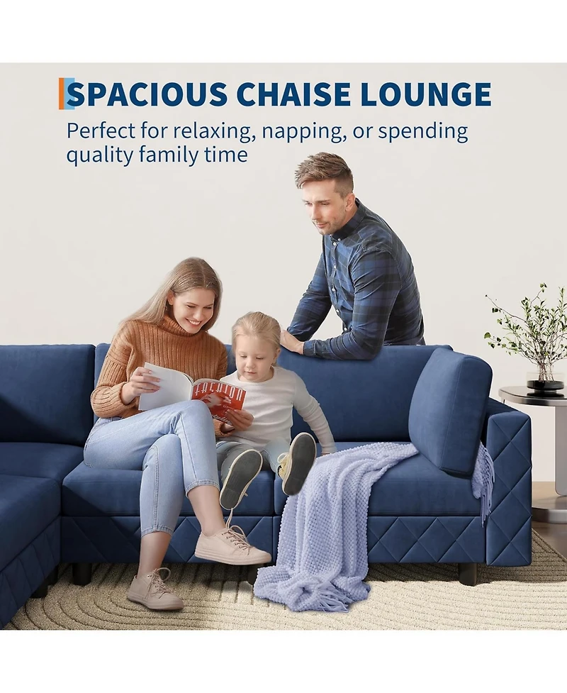 gaomon 134 in Modular Sectional Sofa, 4 Seat High Density Sponges Cloud Couch L Shaped Sofa, Velvet Couch with Upholstered for Living Room, Apartment