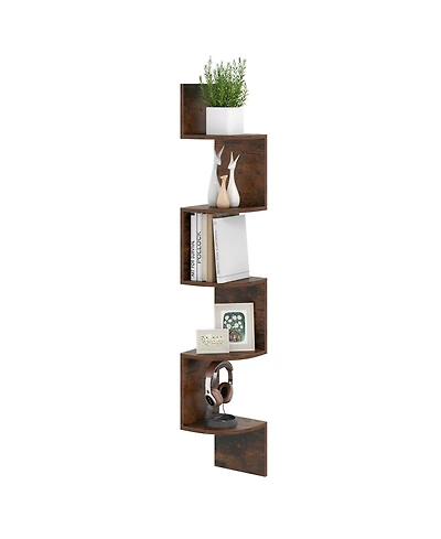 Gouun 5-Tier Wall Mounted Corner Shelf with Floating Design, 8 x 8 x 50