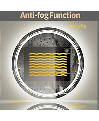 Luvodi 24" Round Dimmable Wall Mounted Led Bathroom Mirror Smart Mirror Anti Fog with Touch Switch