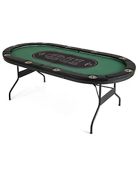 Slickblue Foldable 10-Player Poker Table with Led Lights and Usb Ports Ideal for Texas