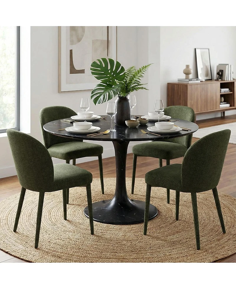 Maison Boucle Set of 4 Modern Upholstered Dining Side Chairs with Metal Legs