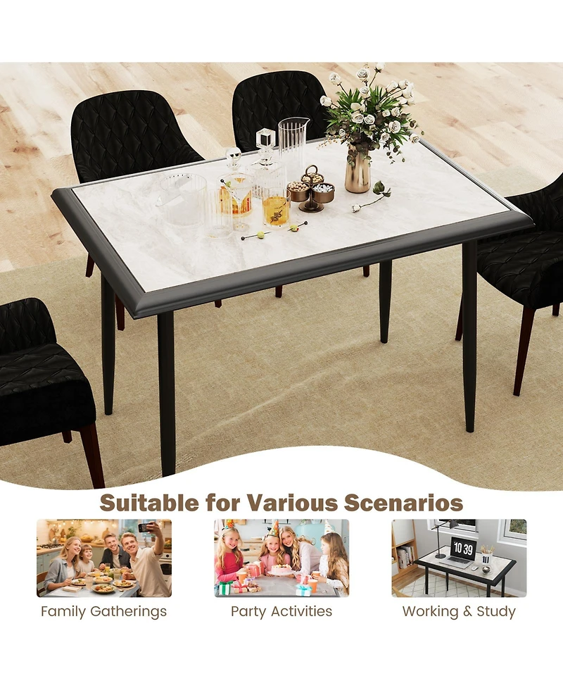 Gouun 44 in Sintered Stone Rectangular Dining Table with Metal Frame