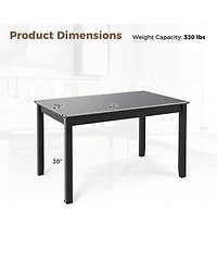 Sugift 48 in Rectangular Wooden Dining Table for Four with Wood Legs