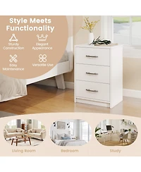 Sugift 3 Drawer Nightstand with Storage for Living Room