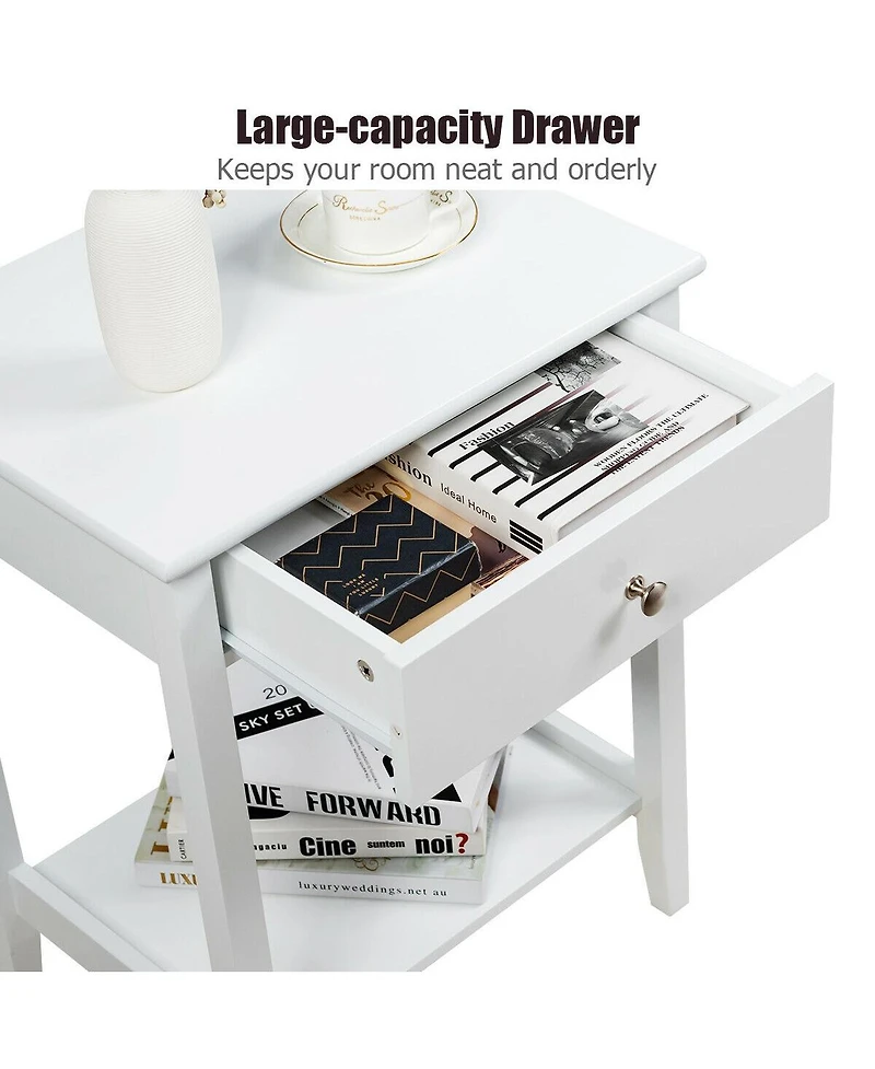 Sugift Wooden Nightstand End Table Storage Display