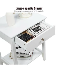 Sugift Wooden Nightstand End Table Storage Display