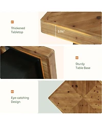 Tribesigns Solid Wood Square Dining Table for 2-4, 31.5" Farmhouse Kitchen Dinner Table with Wooden Parquet Top and Tapered Base