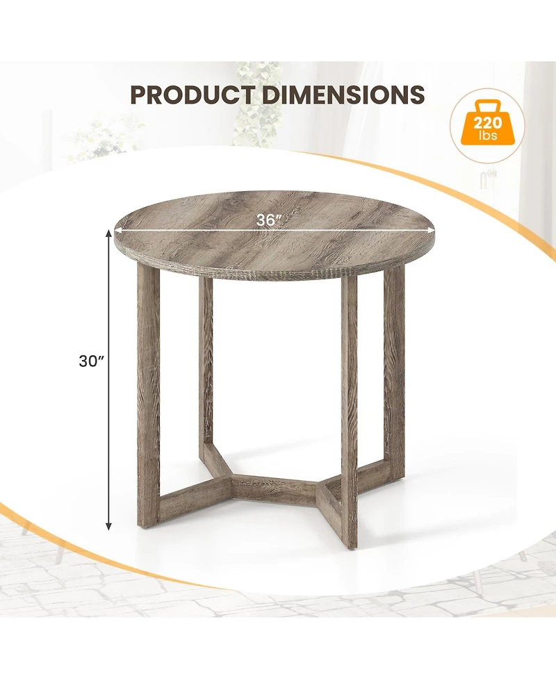 Gouun 36 in Round Wood Dining Table with Wing-Shaped Pedestal Base for 2-4