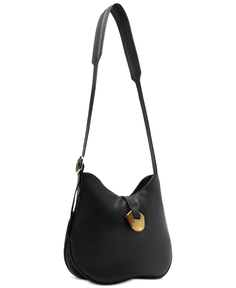 Arezzo Sabrina Small Leather Snap Button Crossbody Handbag