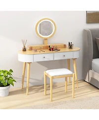 Sugift Makeup Vanity Table Set with Led Mirror and 3 Spacious Drawers
