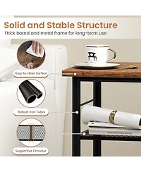 Sugift 3-Tier End Table Space-Saving Nightstand Industrial Bedside Table for Living Room Bedroom-Rustic