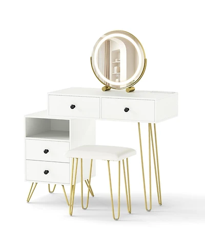 Sugift Modern Dressing Table with Storage Cabinet