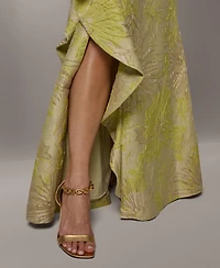 Donna Karan New York Women's Ruffle Maxi Sleeveless Printed Dress
