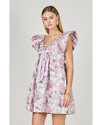 endless rose Women's Jacquard with bow Mini Dress