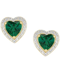 Macy's 2-Pc. Created Emerald (3-9/10 ct. t.w.) and Created White Sapphire (5/8 ct. t.w.) Earrings and Necklace Set in 14k Yellow Gold-Plated Sterling