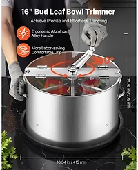 Sugift Manual Bud Leaf Trimmer, 16 in Reaper Bowl with Stainless Steel Blades for Plants
