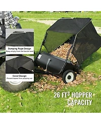 Sugift Tow Behind Lawn Sweeper, 50 in, 26 cu. ft Capacity, Adjustable Sweeping Height