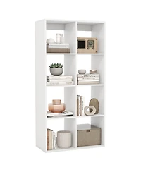 Gouun 8-Cube Bookshelf with Reinforced Crossbar and Back Guardrail, 27.5 x 13 x 54