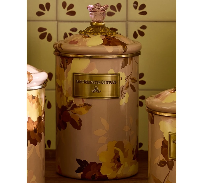 MacKenzie-Childs Wild Rose Mauve 64 oz. Large Canister