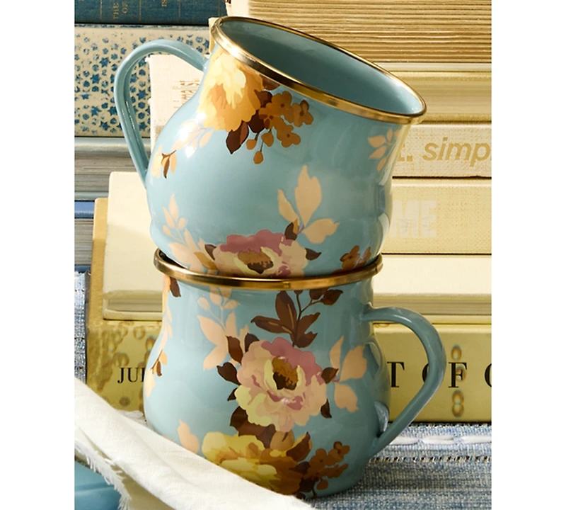 MacKenzie-Childs Wild Rose Slate 16 oz. Mug