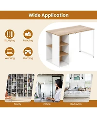 Sugift 45 in Computer Desk with Five Storage Compartments and Metal Frame