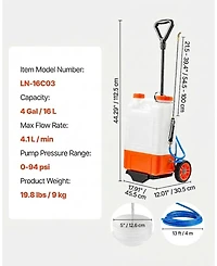 Sugift Battery Powered Backpack Sprayer, 4 Gallon Tank, 8 Nozzles, Adjustable Pressure