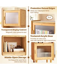 Gouun 3-Cube Bamboo Storage Cabinet with Acrylic Doors