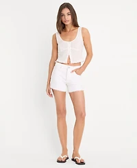 Good American Women's Eyelet Sleeveless Scoop Neck Cotton Top