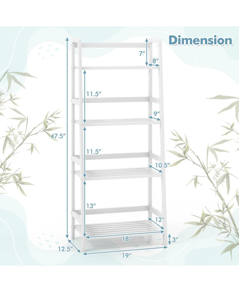 Gouun 4-Tier Bamboo Ladder Bookcase with Open Shelves
