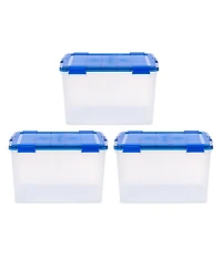 Iris Usa 3Pack 74qt Weatherpro Airtight Plastic Storage Bin with Lid and Seal and Secure Latching Buckles