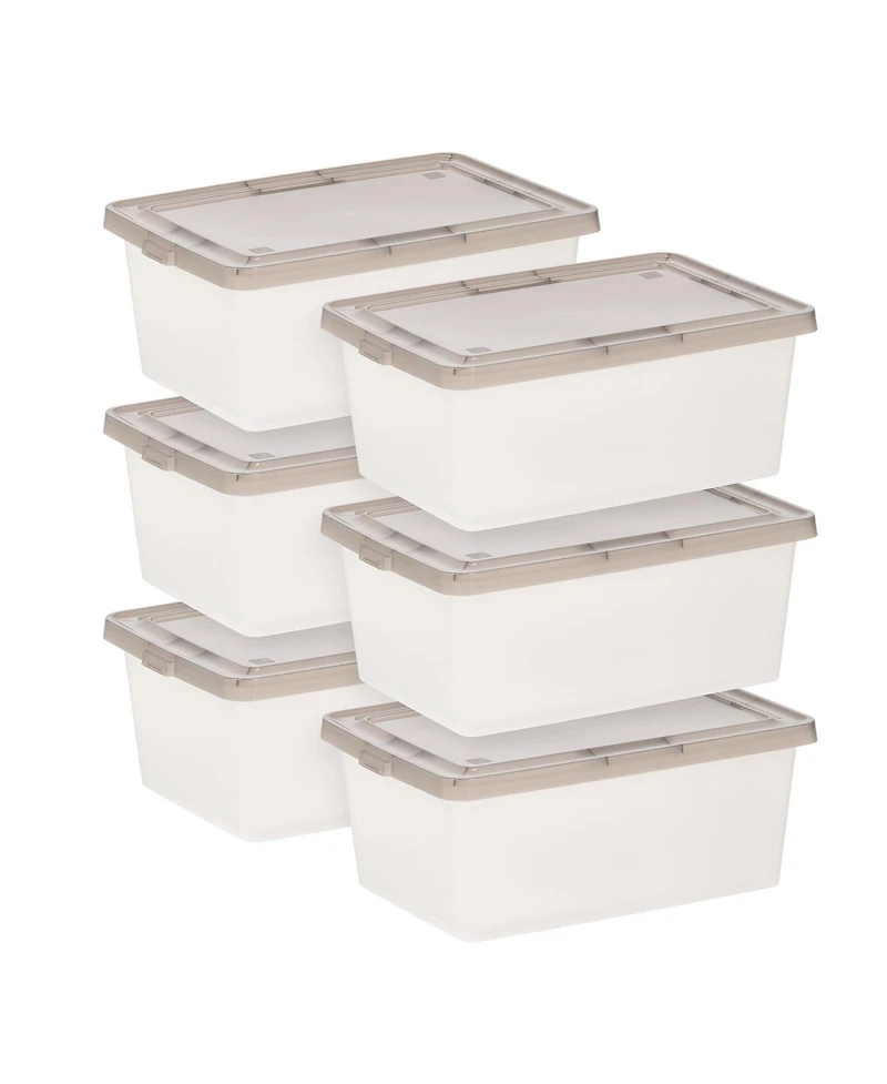 Iris Usa 14.5 Quart Snap Top Plastic Storage Box, 6 Pack