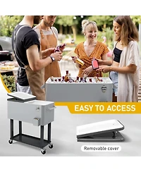 Yescom 80 Qt Rolling Cooler Portable on Wheel Beverage Cart Patio Bar Party Pool