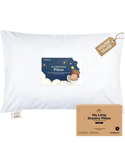 KeaBabies Youth Pillow with Pillowcase Soft Organic Cotton Kids Pillows for Sleeping, Travel, School