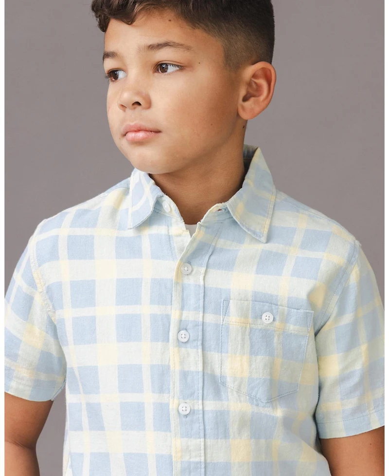 Hope & Henry Little and Big Boys Linen Short Sleeve Shirt
