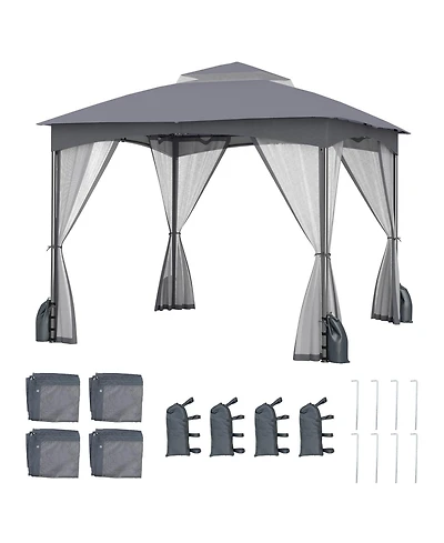 Slickblue 10 X Ft Heavy-Duty Patio Gazebo with Netting Walls and 4