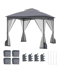 Slickblue 10 X Ft Heavy-Duty Patio Gazebo with Netting Walls and 4